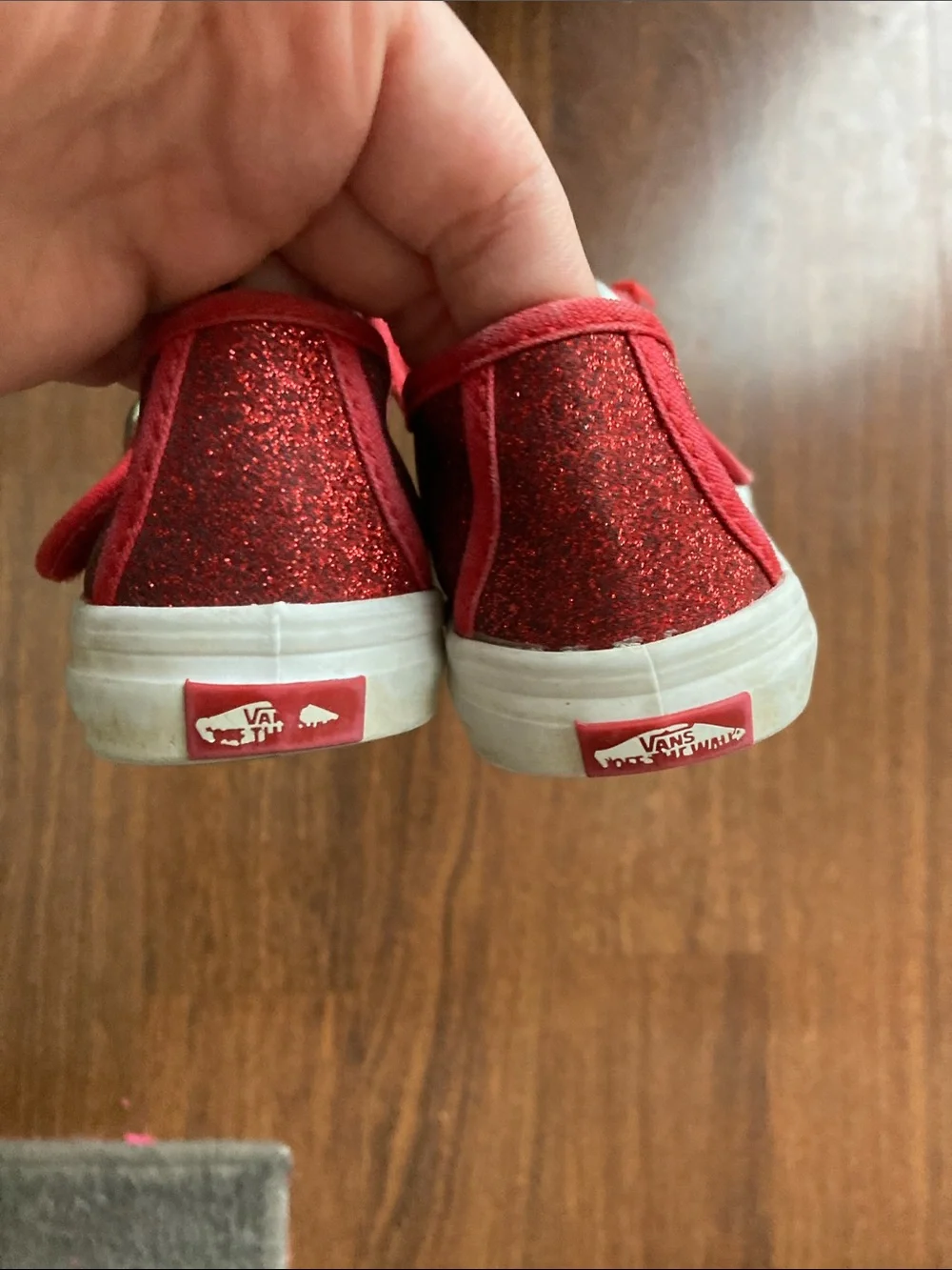 Vans Kids Red Glitter Mary Jane Buckle Shoes Sz 9